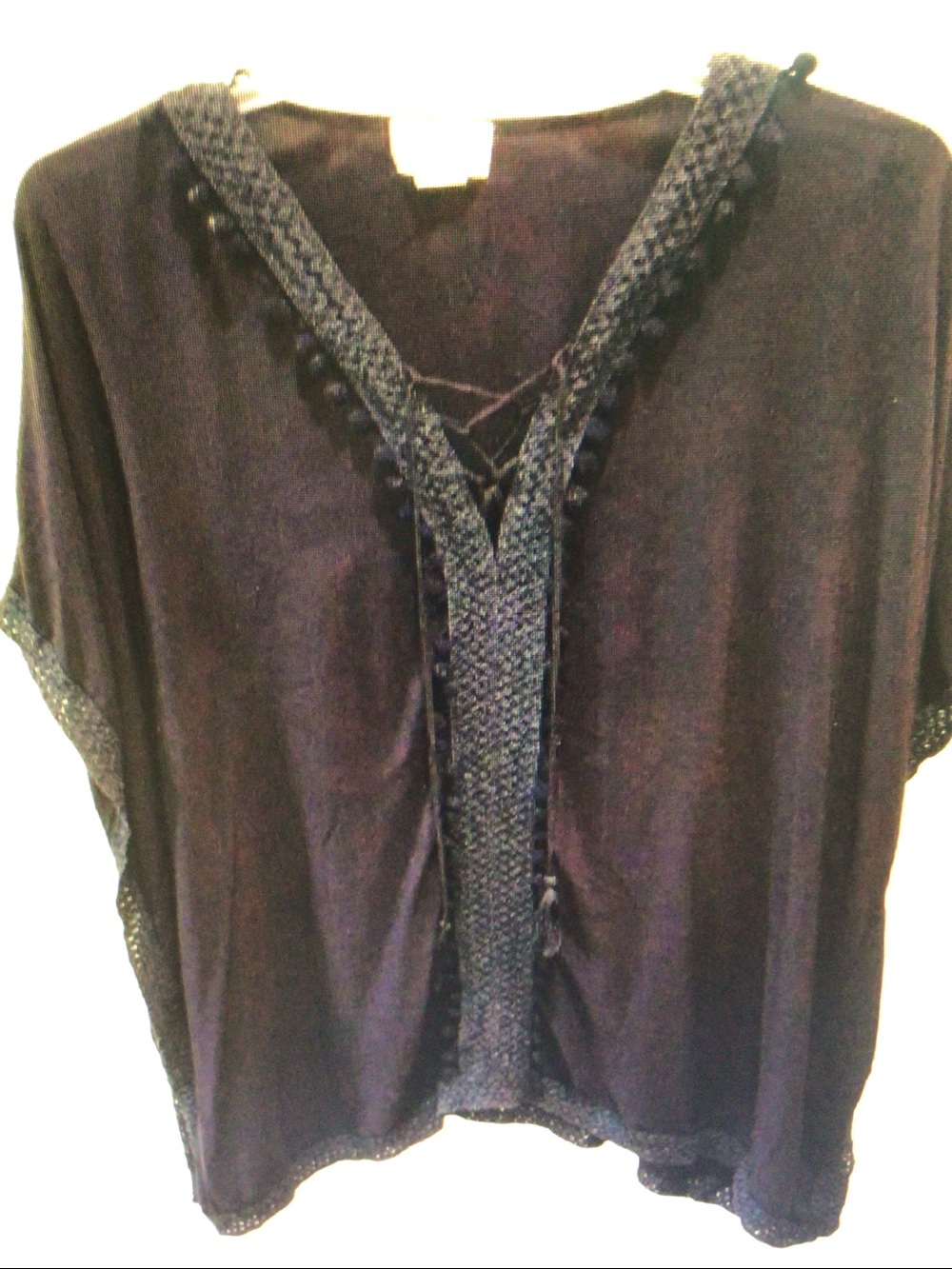 lululemon athletica navy blue lace-up V-neck poncho top - Picture 2 of 2